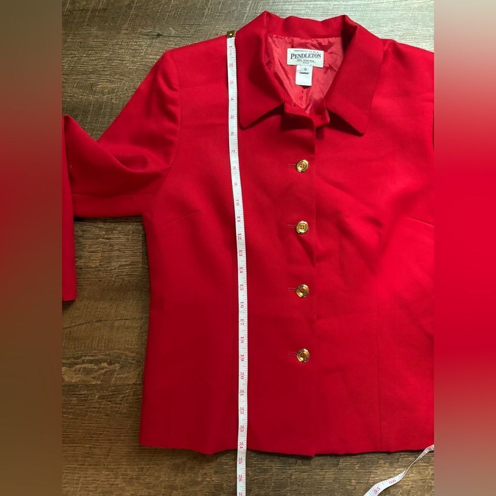 Vintage PENDLETON 100% virgin wool red blazer lined jacket gold buttons sz 10P - Picture 7 of 12